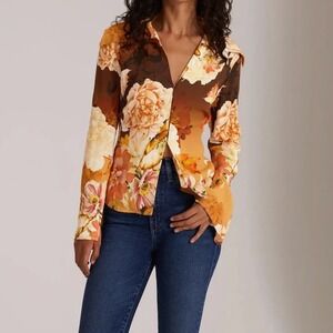 Favorite Daughter Sienna Floral The Jane Shirt, Orange‎ Brown, XS